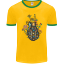 Peace Grenade Anti-War Pacifist World Hippy Mens Ringer T-Shirt FotL Gold/Green