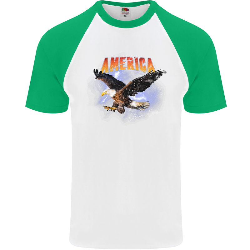 Eagle America Dreamer Soul Mens S/S Baseball T-Shirt White/Green