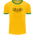 St Georges Day Roman Skull Wings Panther Mens Ringer T-Shirt FotL Gold/Green