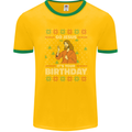 Go Jesus It's Your Birthday Funny Christmas Mens Ringer T-Shirt FotL Gold/Green