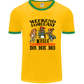 Music Weekend Forecast Alcohol Beer Mens White Ringer T-Shirt Gold/Green