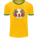 Australian Shepherd Dog Mens Ringer T-Shirt FotL Gold/Green