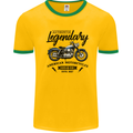 Legendary Motorcycles Biker Cafe Racer Mens White Ringer T-Shirt Gold/Green