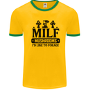 MILF Mushrooms I Like To Forage Mens Ringer T-Shirt Gold/Green
