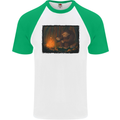Bigfoot Camping and Cooking Marshmallows Mens S/S Baseball T-Shirt White/Green