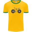 Cycling Music Cyclist Funny Bicycle Bike Mens White Ringer T-Shirt Gold/Green