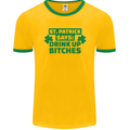 St Patricks Day Says Drink up Bitches Beer Mens Ringer T-Shirt FotL Gold/Green