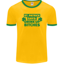 St Patricks Day Says Drink up Bitches Beer Mens Ringer T-Shirt FotL Gold/Green