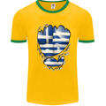 Gym The Greek Flag Ripped Muscles Greece Mens White Ringer T-Shirt Gold/Green