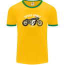 Kustom Kulture Cafe Racer Biker Motorbike Mens Ringer T-Shirt FotL Gold/Green