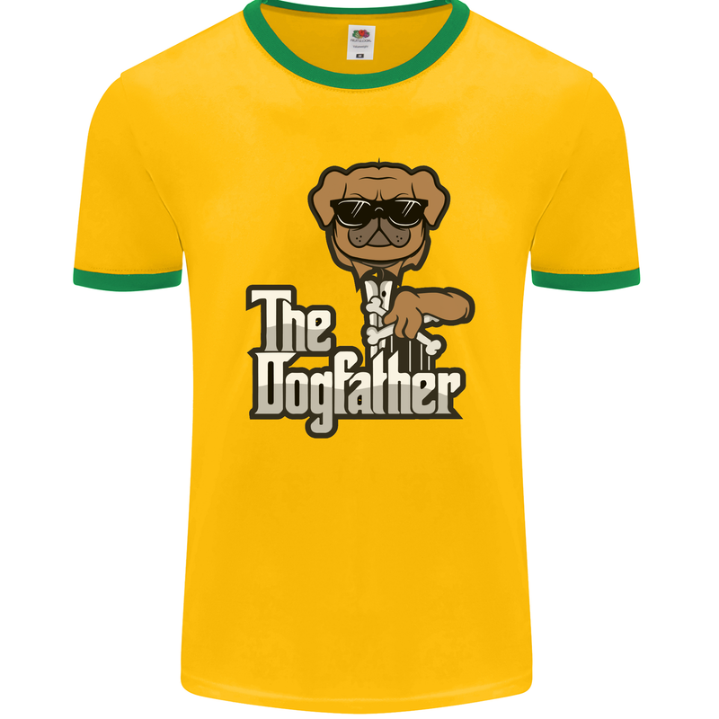 The Dog Father Funny Fathers Day Dad Daddy Mens Ringer T-Shirt FotL Gold/Green