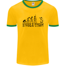 Evolution Photographer Funny Photoraphy Mens Ringer T-Shirt FotL Gold/Green