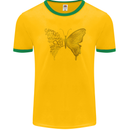 Butterfly Inspirational Quote Rhopalocera Mens Ringer T-Shirt FotL Gold/Green