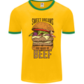 Food Sweet Dreams Beef Funny Chef BBQ Cook Mens Ringer T-Shirt FotL Gold/Green