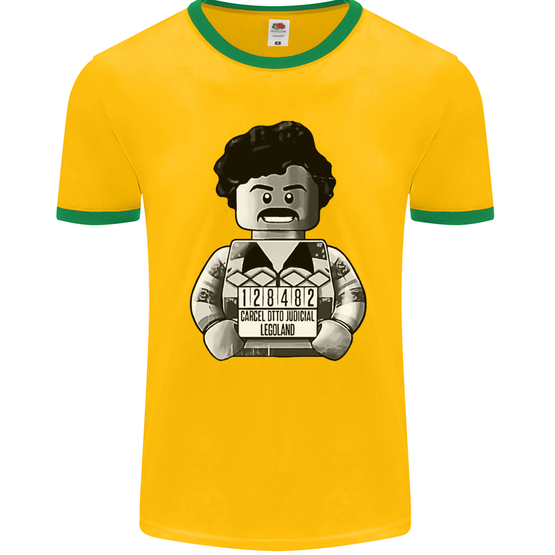 Pablo Escobar Mens Ringer T-Shirt FotL Gold/Green