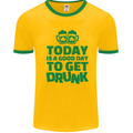 Good Day to Get Drunk St. Patrick's Day Mens White Ringer T-Shirt Gold/Green