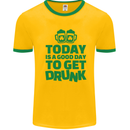 Good Day to Get Drunk St. Patrick's Day Mens White Ringer T-Shirt Gold/Green