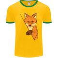 An Orange Fox Illustration Mens Ringer T-Shirt FotL Gold/Green