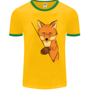 An Orange Fox Illustration Mens Ringer T-Shirt FotL Gold/Green