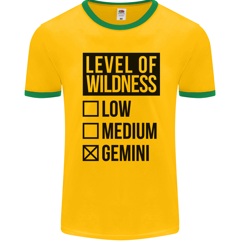 Levels of Wildness Gemini Mens Ringer T-Shirt FotL Gold/Green