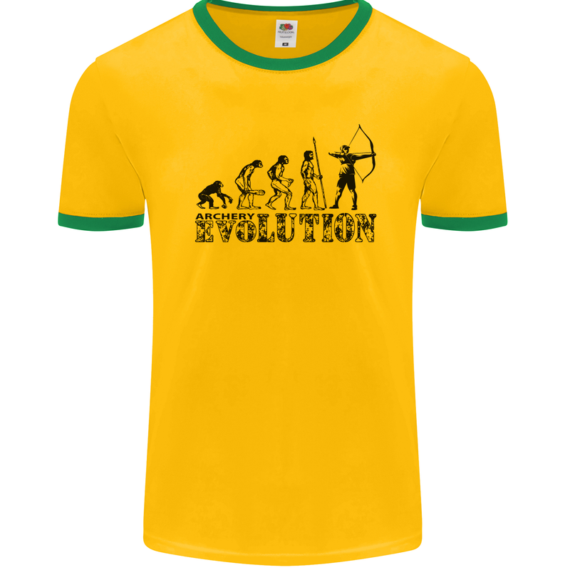 Evolution of an Archer Funny Archery Archer Mens Ringer T-Shirt FotL Gold/Green