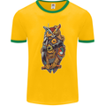 Funny Steampunk Pirate Owl Mens Ringer T-Shirt FotL Gold/Green