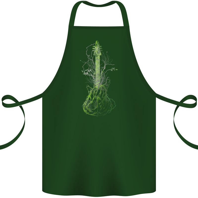 Green Guitar Tree Guitarist Acoustic Cotton Apron 100% Organic Forest Green