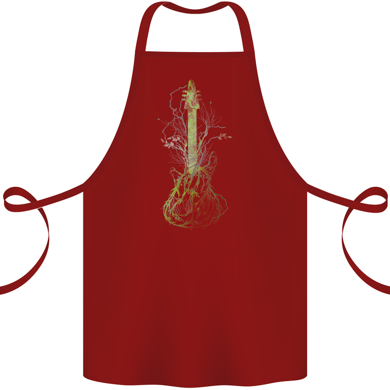 Green Guitar Tree Guitarist Acoustic Cotton Apron 100% Organic Maroon