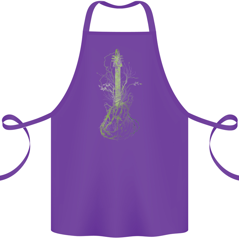 Green Guitar Tree Guitarist Acoustic Cotton Apron 100% Organic Purple