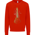 Green Guitar Tree Guitarist Acoustic Kids Sweatshirt Jumper Bright Red