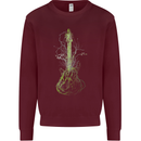 Green Guitar Tree Guitarist Acoustic Kids Sweatshirt Jumper Maroon