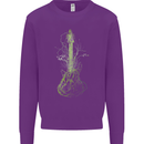 Green Guitar Tree Guitarist Acoustic Kids Sweatshirt Jumper Purple