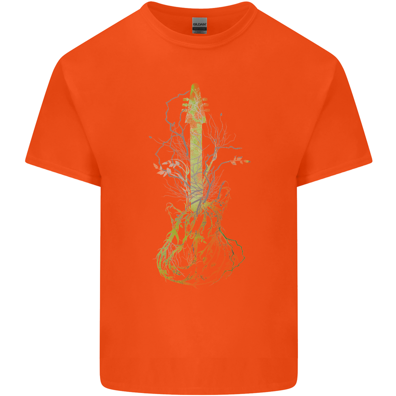 Green Guitar Tree Guitarist Acoustic Kids T-Shirt Childrens Orange