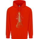 Green Guitar Tree Guitarist Acoustic Mens 80% Cotton Hoodie Bright Red