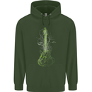 Green Guitar Tree Guitarist Acoustic Mens 80% Cotton Hoodie Forest Green
