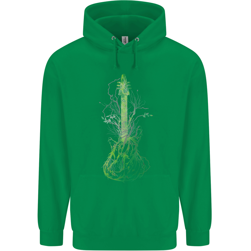 Green Guitar Tree Guitarist Acoustic Mens 80% Cotton Hoodie Irish Green