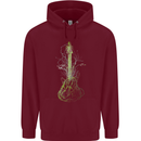 Green Guitar Tree Guitarist Acoustic Mens 80% Cotton Hoodie Maroon
