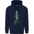 Green Guitar Tree Guitarist Acoustic Mens 80% Cotton Hoodie Navy Blue