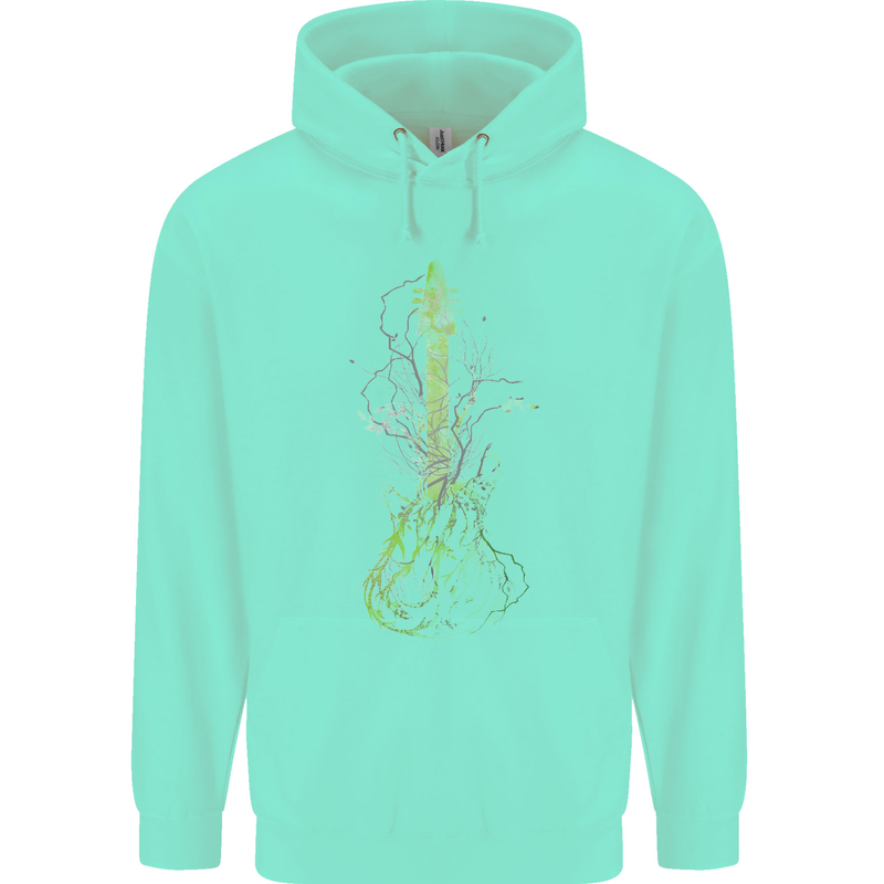 Green Guitar Tree Guitarist Acoustic Mens 80% Cotton Hoodie Peppermint