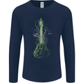Green Guitar Tree Guitarist Acoustic Mens Long Sleeve T-Shirt Navy Blue