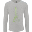 Green Guitar Tree Guitarist Acoustic Mens Long Sleeve T-Shirt Sports Grey