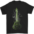 Green Guitar Tree Guitarist Acoustic Mens T-Shirt Cotton Gildan Black