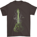 Green Guitar Tree Guitarist Acoustic Mens T-Shirt Cotton Gildan Dark Chocolate