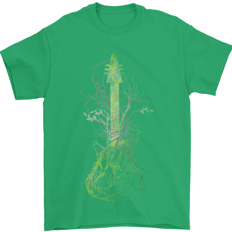 Green Guitar Tree Guitarist Acoustic Mens T-Shirt Cotton Gildan Irish Green