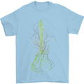 Green Guitar Tree Guitarist Acoustic Mens T-Shirt Cotton Gildan Light Blue