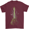 Green Guitar Tree Guitarist Acoustic Mens T-Shirt Cotton Gildan Maroon