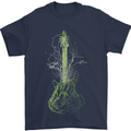 Green Guitar Tree Guitarist Acoustic Mens T-Shirt Cotton Gildan Navy Blue