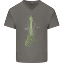 Green Guitar Tree Guitarist Acoustic Mens V-Neck Cotton T-Shirt Charcoal