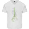 Green Guitar Tree Guitarist Acoustic Mens V-Neck Cotton T-Shirt White
