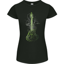 Green Guitar Tree Guitarist Acoustic Womens Petite Cut T-Shirt Black